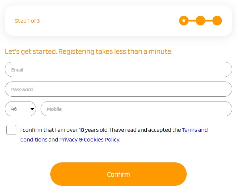 Förklaring om hur registreringsprocessen hos ett casino utan svensk licens ser ut.